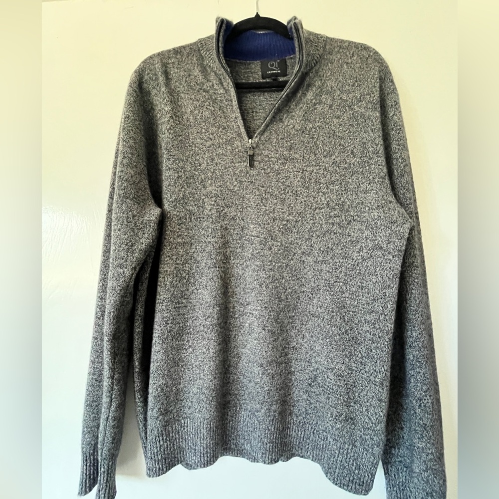 Qi Grey Cashmere Quarter zip - size large